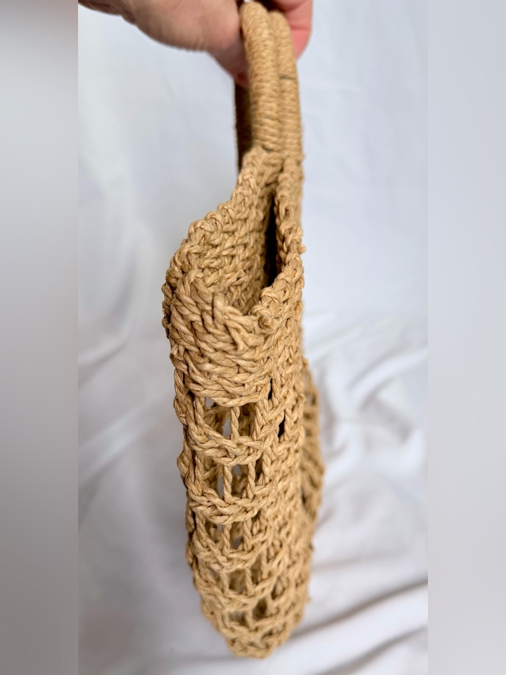 Lulus Woven Straw Tote Bag Round Handle Boho Beach Market Purse - Picture 6 of 10